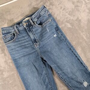 Eunina Distressed Flare Jeans Super High Rise Denim Blue Jeans Size 3/26